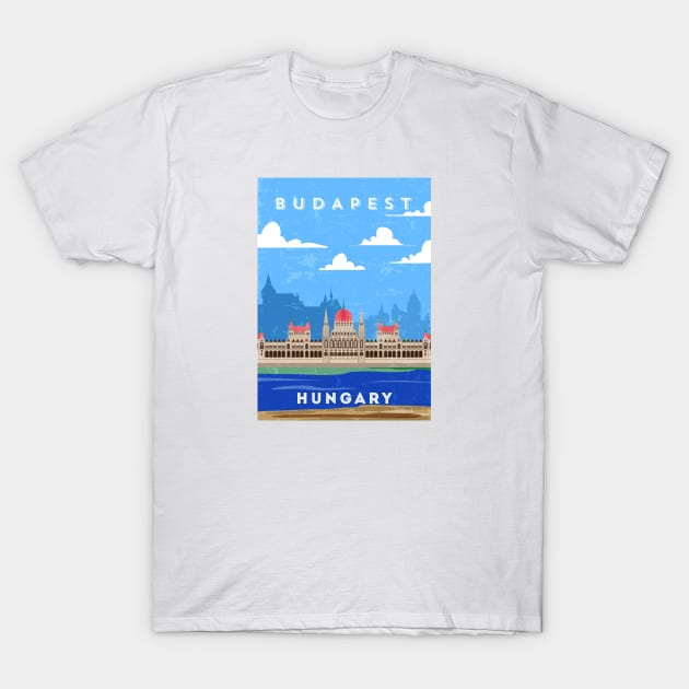 Budapest, Hungary. Retro travel minimalist poster T-Shirt by GreekTavern